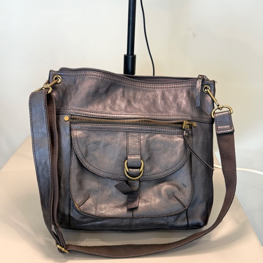 Fossil Silver Leather Crossbody